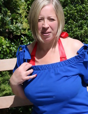 Fat European mom strips down outdoors for hot porn pics