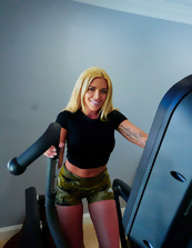 Busty blonde mom prefers to do fitness completely nude