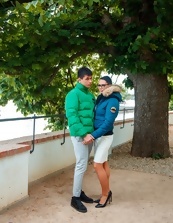 Older woman walking with boy in public MILF porn pics