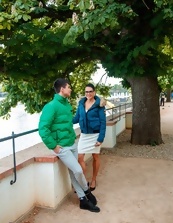 Older woman walking with boy in public MILF porn pics