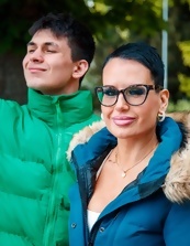 Older woman walking with boy in public MILF porn pics