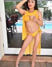 Sexy hot brunette playing with dildo MILF porn pics