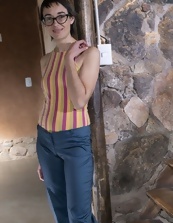 Sexy MILF in glasses unwrapping nude moms gallery