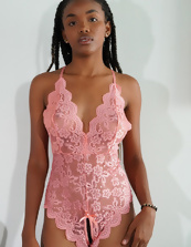 Lovely ebony in lace lingerie is acting too cute for porn