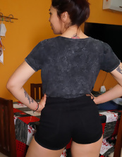Filming the horny mom as she removes more and more clothes