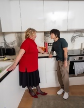 Interracial album with one Asian lad and a fat grandmother
