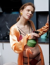 Shy Redhead Nude Kitchen Pics