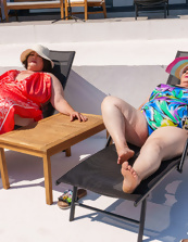 Busty Milfs Enjoying Poolside Pussy Licking