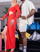 Mature Blonde Red Dress Strip Photos