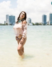 Busty Brunette Milf Nude Beach Boat Pics
