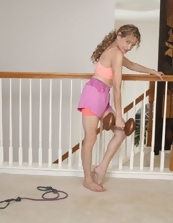 Skinny Blonde Gallery With Extreme Leg Spreads