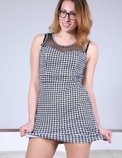 Tattooed Nerdy Babe Striptease Photos Gallery