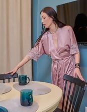 Brunette Silk Robe Masturbation Gallery