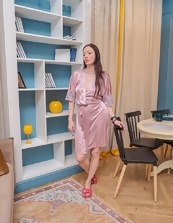 Brunette Silk Robe Masturbation Gallery