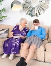 Horny Granny Fucking In White Lingerie Gallery