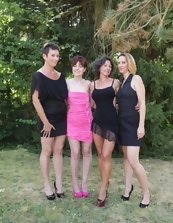 Mature MILFs Strip Outdoors For Photos