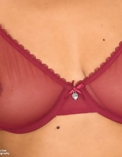 Mature Red Lingerie Pussy Tease Pics