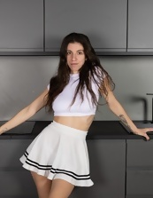 Nude Bush Spread Pose Gallery In Kitchen