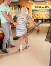 Blonde Babe Pics: Big Tits And Bowling Blowjob