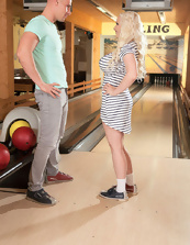 Blonde Babe Pics: Big Tits And Bowling Blowjob