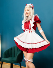 Blonde Maid Hairy Pussy Spread Gallery