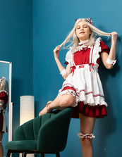 Blonde Maid Hairy Pussy Spread Gallery