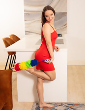 Kitchen Hairy Pussy Pics: Natural Tits Tease