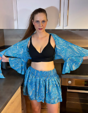 Kitchen Naked Photos: Natural Tits, Bushy Pussy