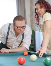 Naked Brunette Babe Pool Table Fuck Pics