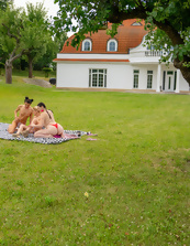 Outdoor Nude Trio Pics Spread Pose With Fingering