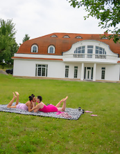 Outdoor Nude Trio Pics Spread Pose With Fingering