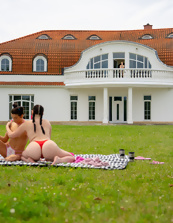 Outdoor Nude Trio Pics Spread Pose With Fingering