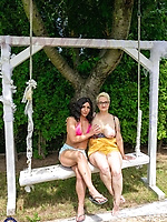Lesbian grannies getting wild on the swing