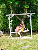 Lesbian grannies getting wild on the swing