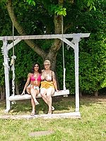 Lesbian grannies getting wild on the swing