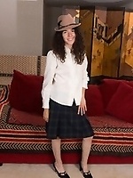 Free hairy pussy galleries of brunette in hat flashing muff