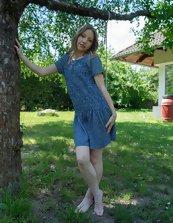 Blue Dress Booty Out Outdoor Tease Pics