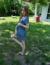 Blue Dress Booty Out Outdoor Tease Pics