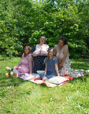 Busty Milfs Outdoor Picnic Pictures