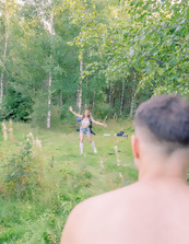 Outdoor Nude Blowjob & Doggy Style