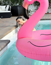 Nude Poolside Spread Pose Photos With Tattoos