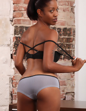 Nude Black Babe Uniform Strip Ass