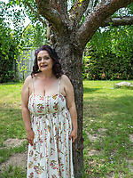 Mature outdoor milf solo tease with natural saggy tits and thong booty pose