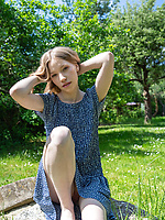 Clothed babe outdoor solo tease with dress lifted for bare ass out
